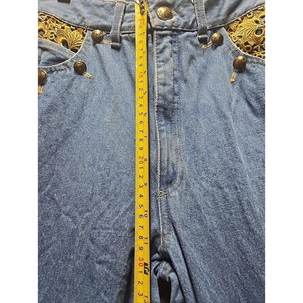 Vintage Cache Womens High Rise Straight Leg Lace‎ Buttom Accent Denim Jeans Rare - Picture 5 of 11